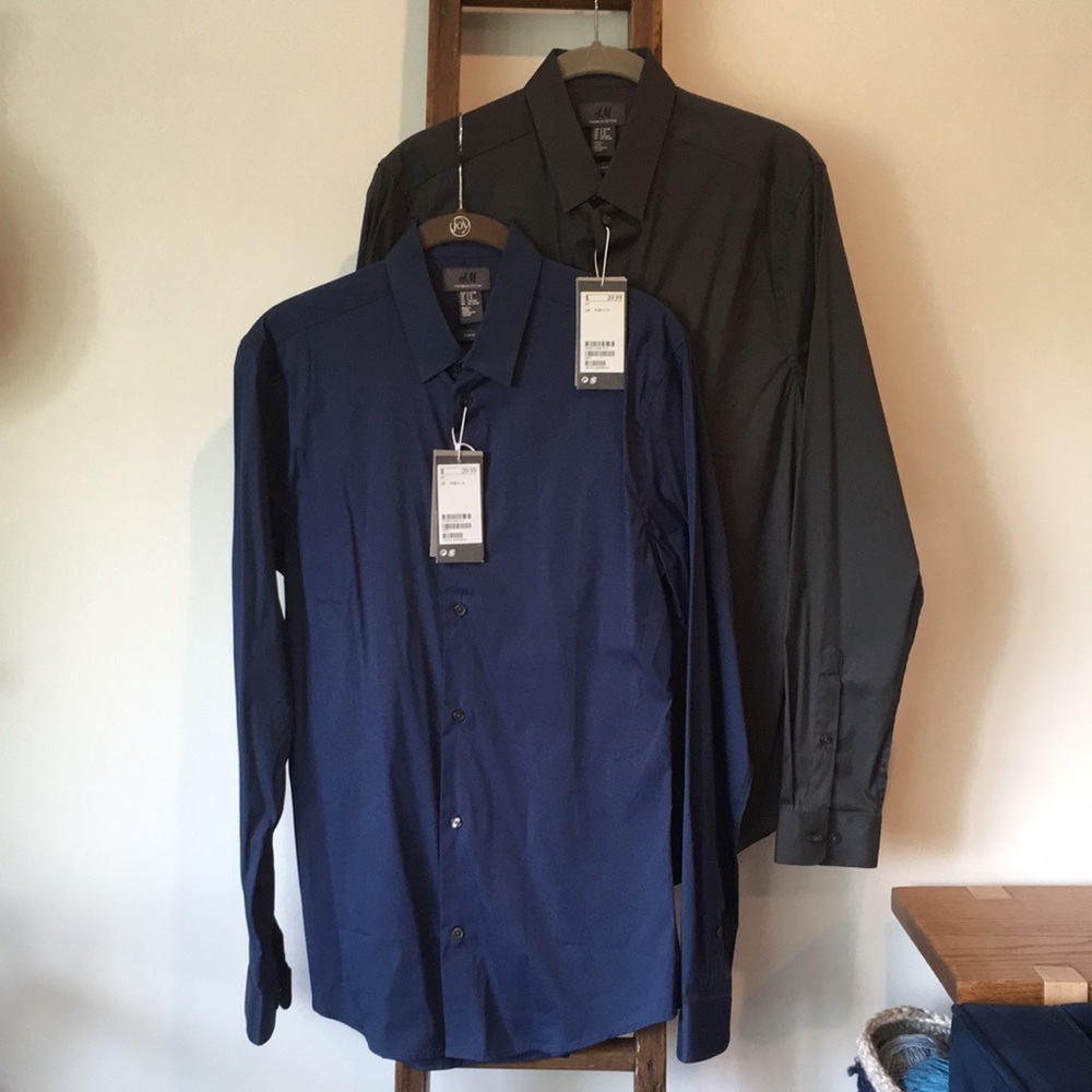 Bundle of 2 Men's H&M Premium Cotton Stretch Shirt